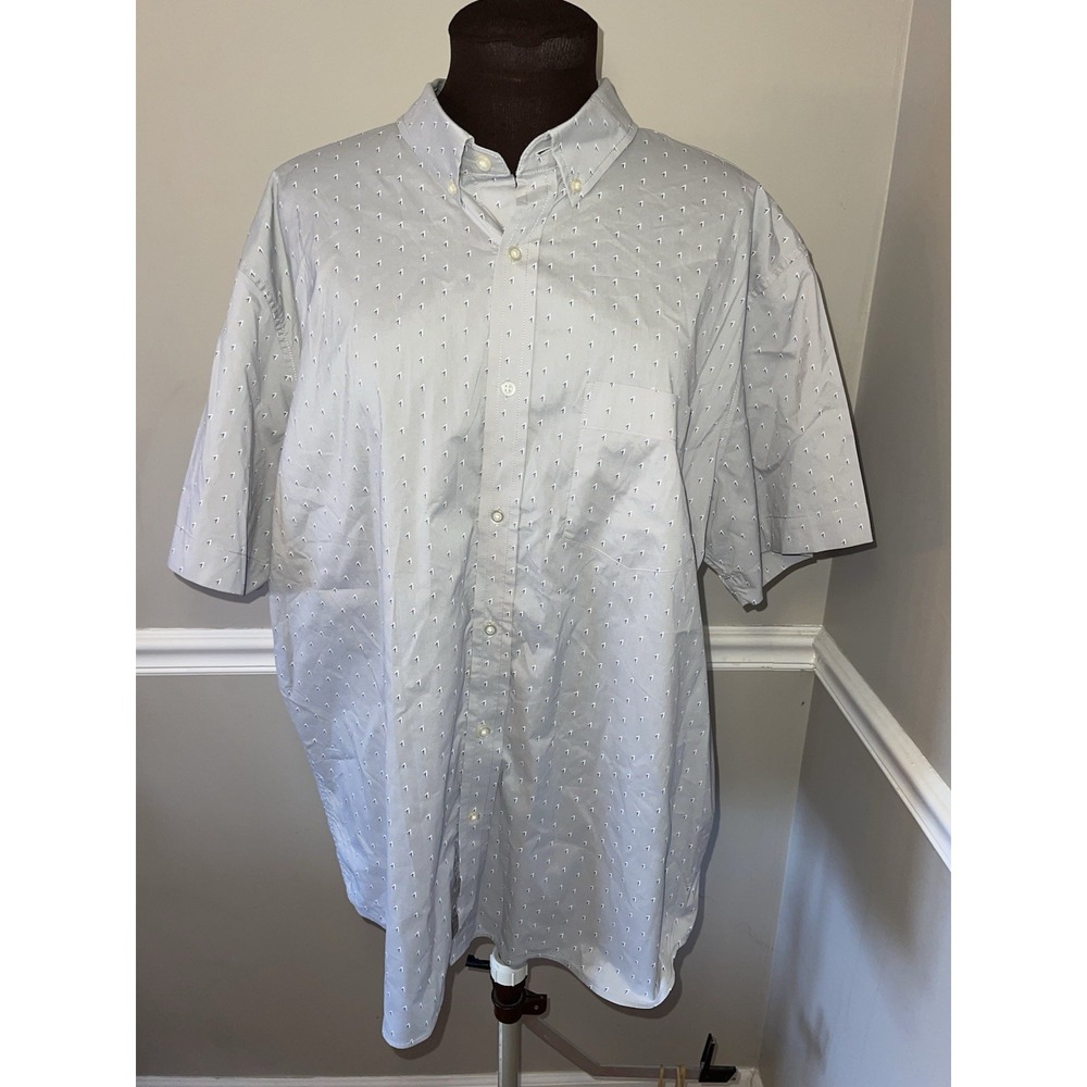 Banana Republic Slim Fit Tech Stretch Cotton‎ Mens Shirt XXL Gray Blue
